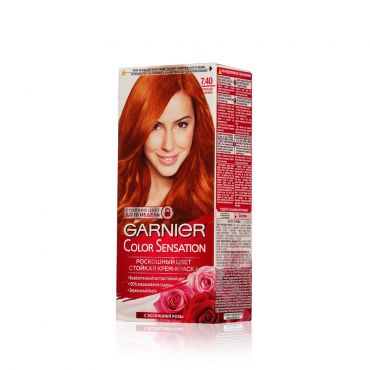 Стойкая крем - краска Garnier Color Sensation для волос 7.40 Ярко-рыжий.