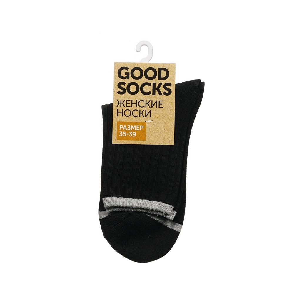 Женские однотонные носки Good Socks Лапша/Полоска Черный р.35-39