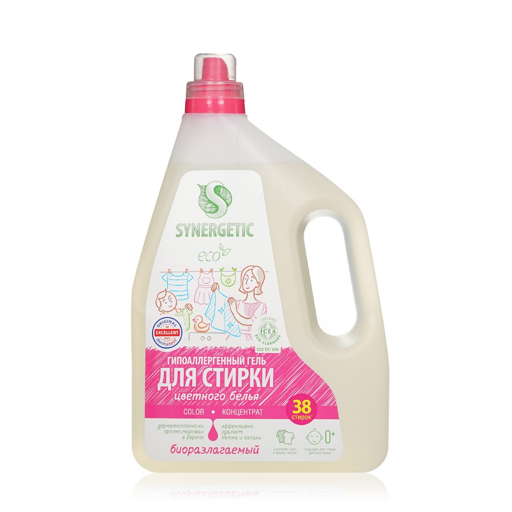 Гипоаллергенный гель для стирки цветного белья Synergetic " Color " 2,28л. Фото 1.