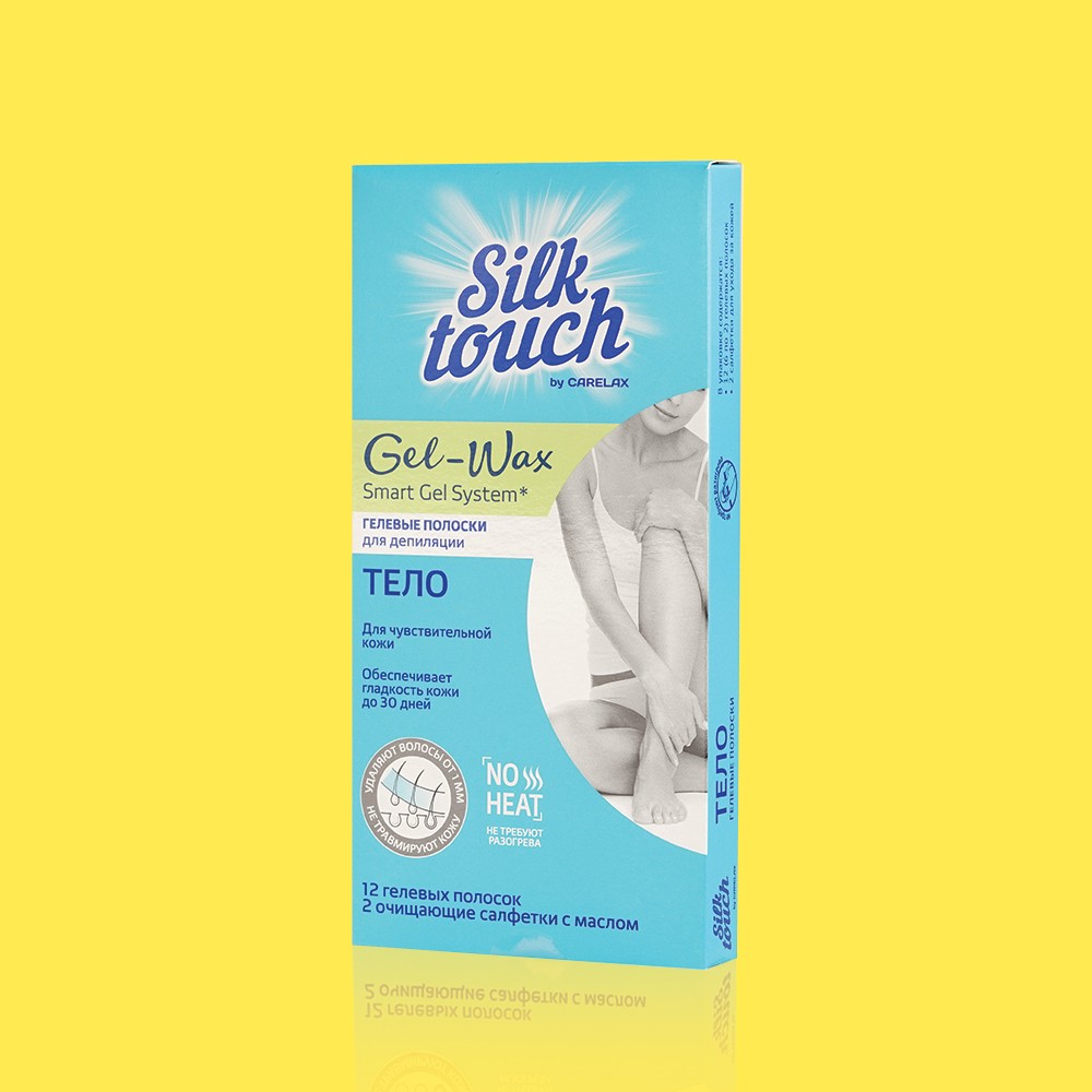 Восковые полоски для депиляции Carelax Silk Touch Gel-Wax для тела 12шт. Фото 1.