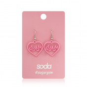 Серьги Soda " Heart in fire pink ".