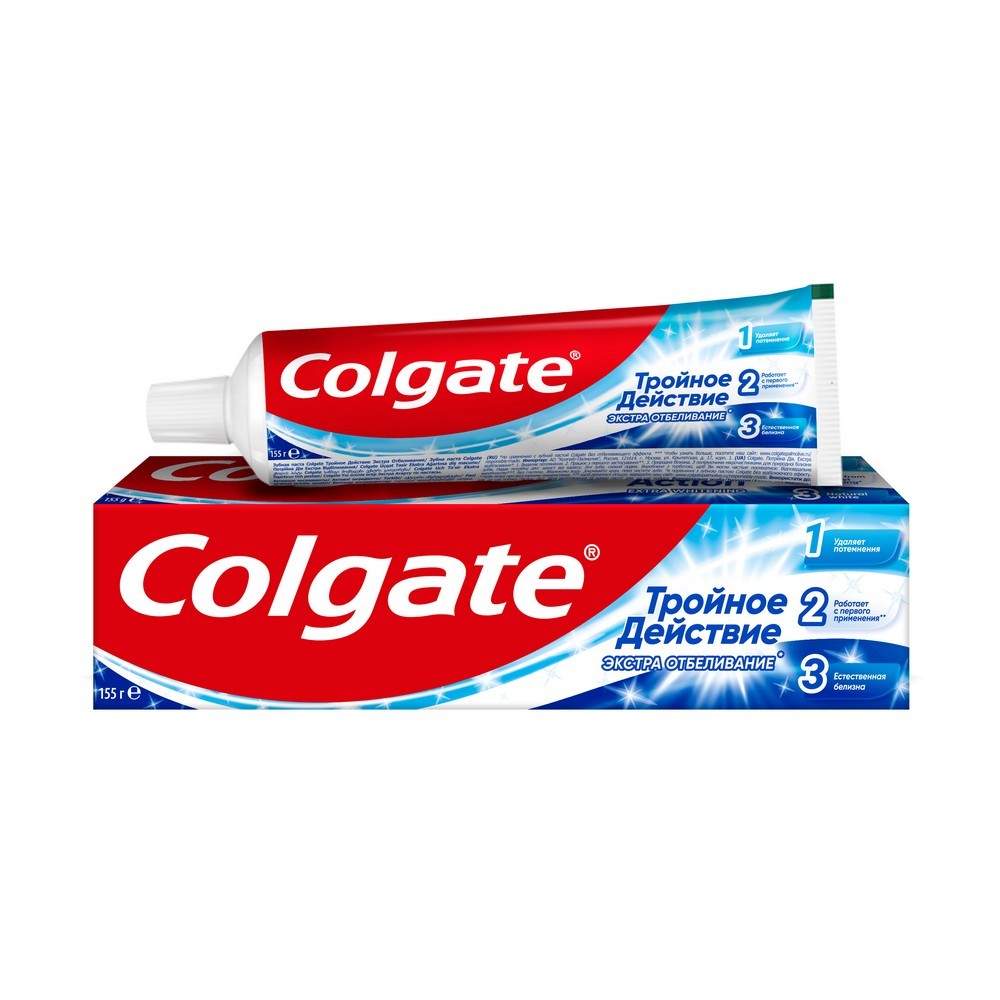 Зубная паста Colgate Тройное действие " экстра отбеливание " 100мл. Фото 1.