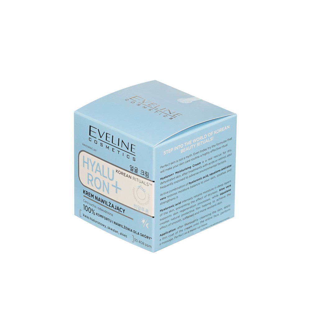 Увлажняющий крем для сухой и обезвоженной кожи Eveline Korean rituals Hyaluron+ 50мл. Фото 3.