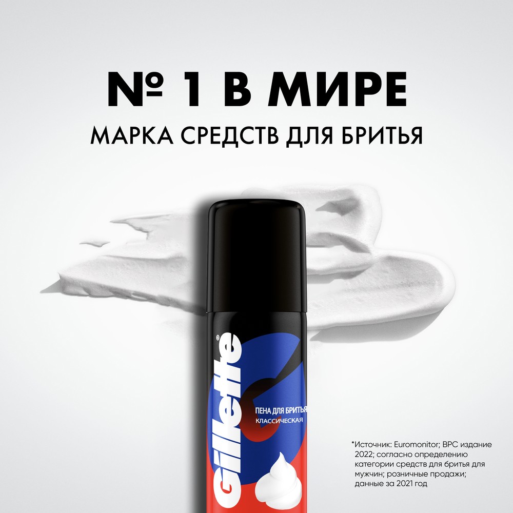 Пена для бритья Gillette Classic Классическая 50мл. Фото 4.