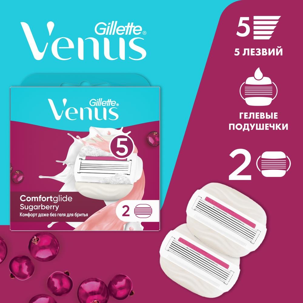Кассеты для станка Venus Comfortglide Sugarberry сменные 2шт. Фото 2.