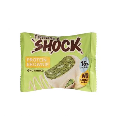 Изделие кондитерское глазированное Брауни белый шоколад и фисташка Fitness SHOK Protein Brownie 50г.