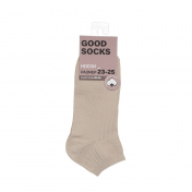 Женские однотонные укороченные носки Good Socks Лапша бежевые р.23-25.