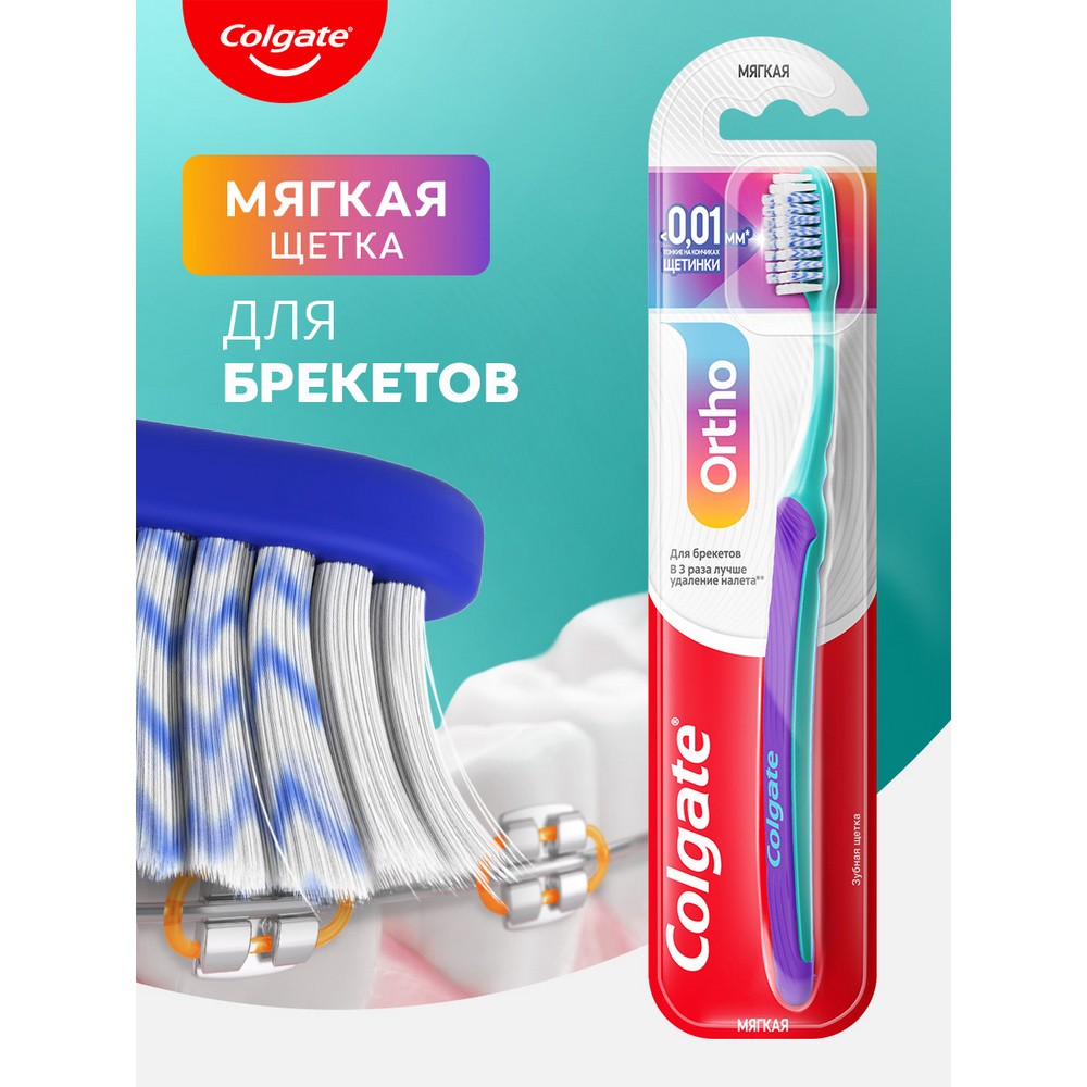 Зубная щетка для брекетов Colgate Ortho мягкая. Фото 3.